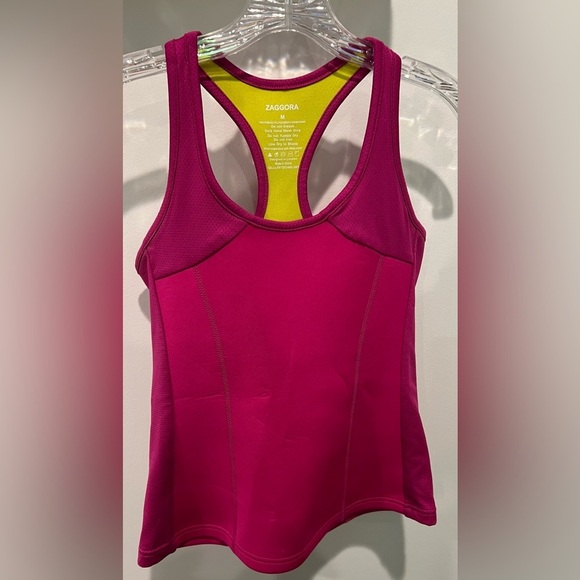 Zaggora Pink Compression Neoprene Racerback Tank Top Workout Tank Size M - Picture 2 of 6